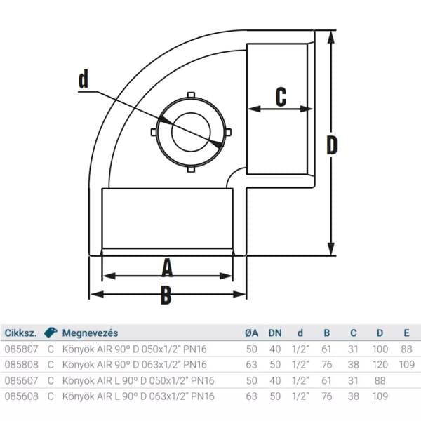 Hidroten Könyök Air L
